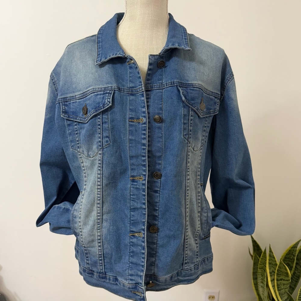 Jeweled Tiger Denim Jacket Moving Forward Designs Women’s Size XL - Picture 3 of 10